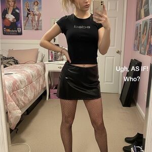 bebe Y2K aesthetic McBling era black rhinestone logo top women’s medium